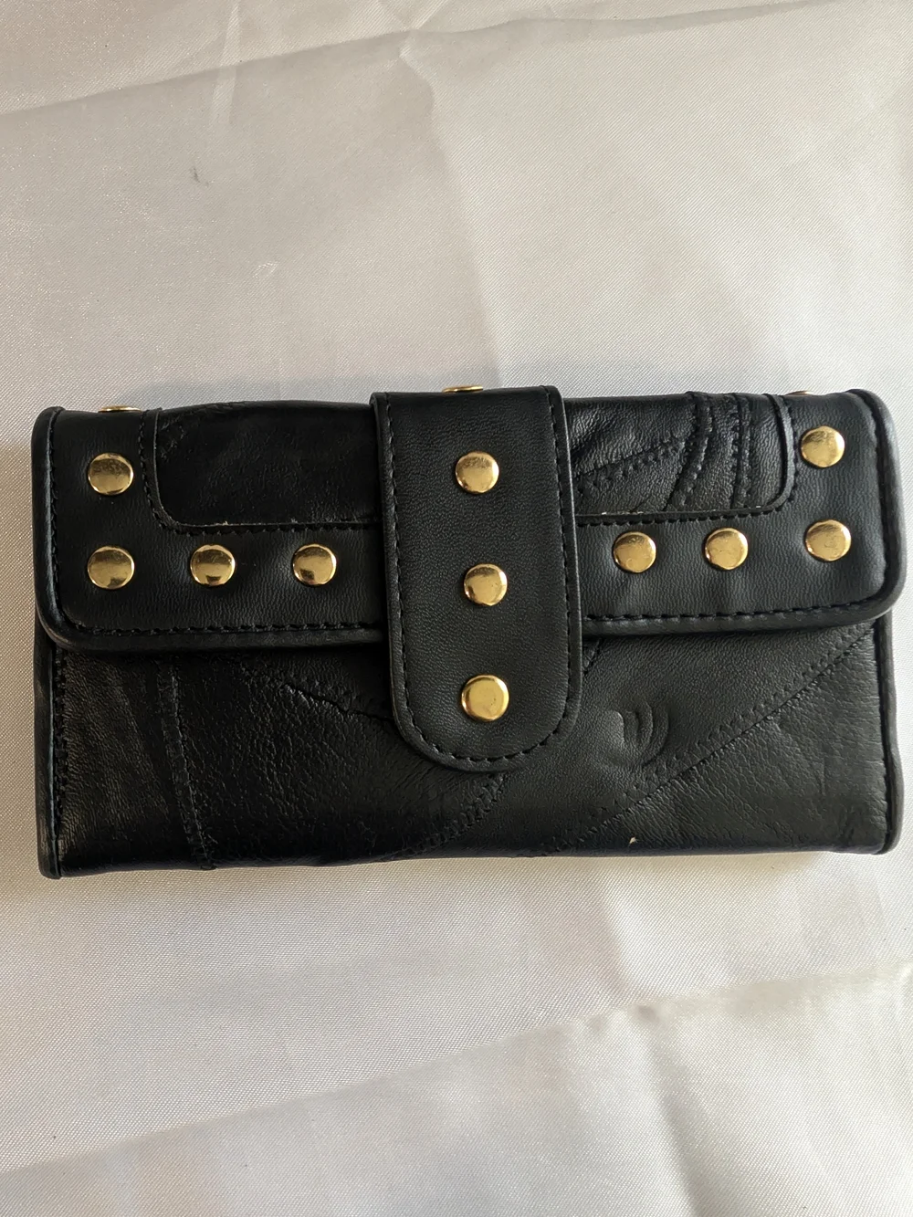 Y2K VTG Deadstock Genuine Patchwork Leather Studded Shoulder Bag Hobo Purse Wall